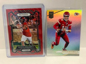 lot 44 image: Patrick Mahomes - 2024 Prizm Draft Picks Red Wave, 2024 Donruss Elite