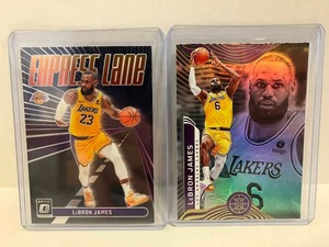 lot 62 image: LeBron James - 2023-24 Optic Express Lane Purple, 2021-22 Panini Illusions
