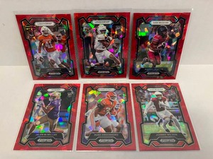 lot 153 image: 2024 Prizm NFL Draft Picks Red Cracked Ice Rookies