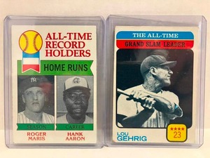 lot 167 image: 1973 Topps Lou Gehrig, 1979 Topps Roger Maris  Hank Aaron