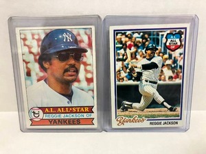 lot 168 image: 1977 and 1979 Topps Reggie Jackson