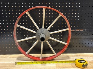 lot 39 image: Antique Wooden Wagon Wheel