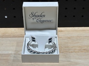 lot 46 image: Shades of Ellegance Platinum Over Bronze Bangle & Earring Set