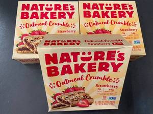 lot 56 image: UT 4 - Oatmeal Crumble Strawberry Bars - Natures Bakery - 3-Box Lot