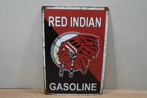lot 133 image: Red Indian Gasoline Novelty Metal Sign