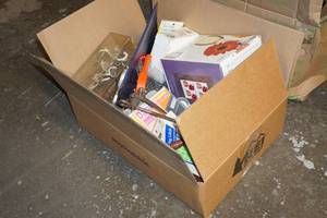 lot 212 image: Assorted Hardware - Hand Drill, Hooks, Labels