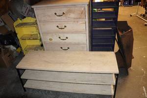 lot 220 image: TV Stand, Dresser, Fireplace Flue, Shelves