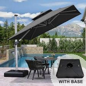 lot 3 image: PURPLE LEAF 9 ft. Square High-Quality Aluminum Cantilever Outdoor Patio Umbrella with Stand, Gray     Customer Returns See Pictures