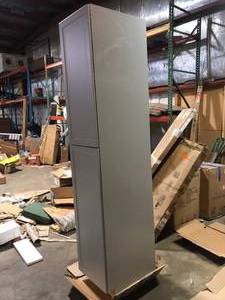 lot 34 image: Home Decorators 18 in x 24 in x 96 in assembled plywood pantry kitchen cabinet needs repair  Damaged    Customer Returns See Pictures