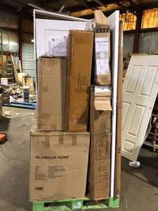 lot 66 image: Pallet of Assorted Salvage Furniture Various Models and Conditions some missing parts     Customer Returns See Pictures