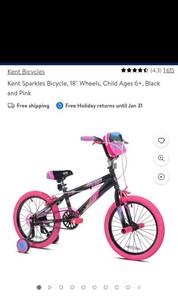 lot 6 image: Barbie sparkles kids girl bike