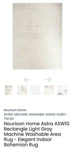 lot 18 image: Astra 8x10 washable area rug