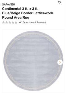 lot 24 image: 3ft round blue area rug