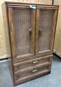 lot 15 image: Vintage wood a rattan dresser