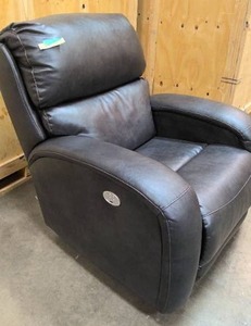 lot 237 image: Beautiful Dark leather powered recliner