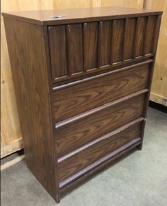 lot 53 image: Vintage Dark solid wood dresser