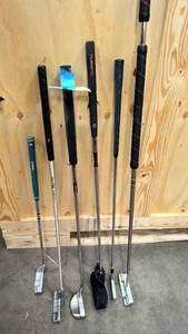 lot 78 image: 6 misc golf putters  taylor made, and oddessy misc sizes