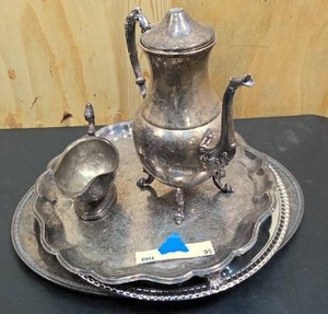 lot 95 image: Vintage Silver serving dishes and misc items