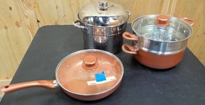 lot 125 image: Pans, covers, and strainers