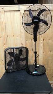 lot 136 image: Black Holme box fan, and oscalating fan