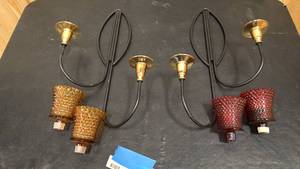 lot 149 image: Vintage hanging glass candle vases