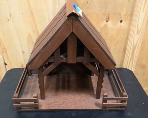 lot 152 image: Large solid wood nativity stable