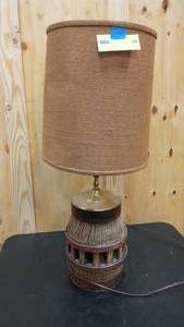 lot 199 image: Antique log and metal lamp