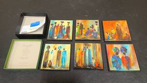 lot 202 image: Handpainted South African coasters