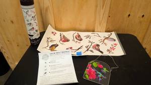 lot 203 image: Bird Wall Art and hanging humming bird decor