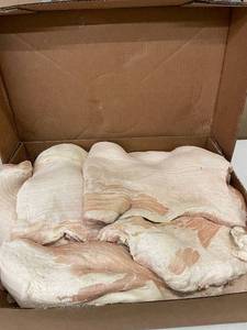 lot 7 image: B - Boneless Skinless Pork Bellies - Tyson Special Trim 69 (58.4 lb)