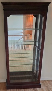 lot 9K image: ML-H - Tall Mahogany Glass Display Curio Cabinet with Lights