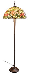 lot 11K image: MBR - Tiffany Style Stained Glass Floor Lamp with Floral Shade