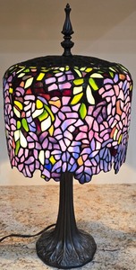 lot 19K image: DR - Stained Glass Table Lamp with Floral Mosaic Shade