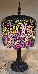 lot 20K image: DR - Stained Glass Table Lamp with Floral Shade