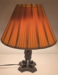 lot 28K image: DR - Decorative Table Lamp with Pleated Shade, Ornate Metal Base, 18 Tall