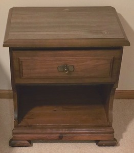 lot 47K image: LL-BR4 - Vintage Wooden Nightstand with Drawer and Open Shelf