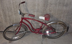 lot 55K image: LL-G - Vintage Red Schwinn Bicycle with 56 Inch Frame