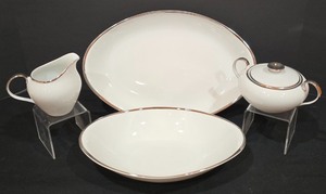 lot 83K image: P - Royal Song Porcelain Serving Pieces Set with Platter, Bowl, Covered Sugar Bowl, Creamer