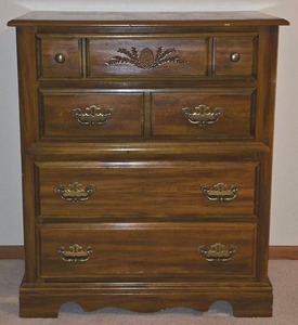 lot 48K image: LL-BR3 - Vintage Wooden Chest of Drawers with Brass Pulls