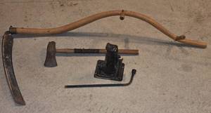 lot 61K image: LL-G - Vintage Grim Reaper-Themed Axe and Car Jack Collection