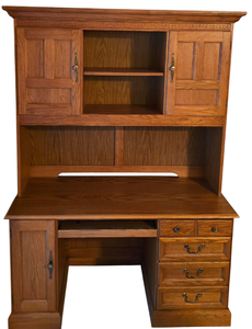 lot 70K image: LL-FR - Hooker Furniture Two-Piece Desk with Hutch and Extendable Shelf