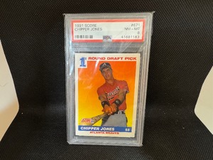 lot 32 image: PSA Graded NM-MT 8 1991 Chipper Jones #671 Baseball Card