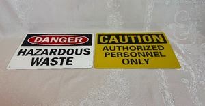 lot 57 image: Tin Safety Signs (Qty 2) 14 x 10