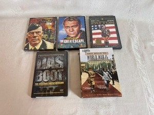 lot 92 image: WWII DVDs - The Dirty Dozen, The Great Escape, Patton, Das Boot and The Road to WWII Set (missing DVD #5 in set)