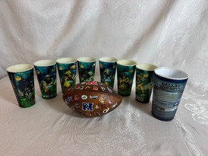 lot 100 image: Collector 3D NFL CUPS (8) with AFCNFC Football
