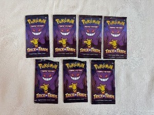 lot 142 image: Pokemon Trading Card Game Trick or Treat BOOster Bundle. Seven Unopened Packs. Three Cards per Pack.
