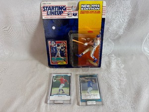 lot 203 image: 1994 John Olerud Starting Lineup Figure and Card, Jeremy Hill and Anthony Lerew Topps Cards