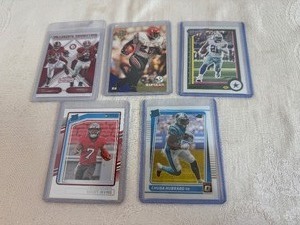 lot 210 image: Five Running Back Cards Derrick HenryBo Scarbrough, Marshall Faulk, Ezekiel Elliott, Bucky Irving and Chuba Hubbard