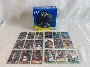 lot 232 image: MN Timberwolves Autographed Mini Basketball with 18 Timberwolves Trading Cards