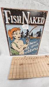 lot 199 image: 16x12 Fish Naked Metal Sign
